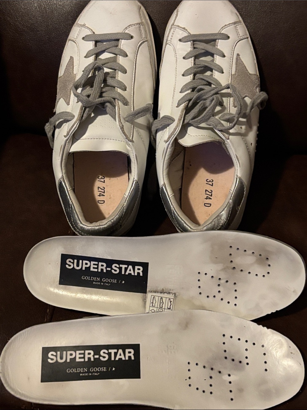 Golden Goose White Sneakers with Gray Star Accent - Picture 11 of 13